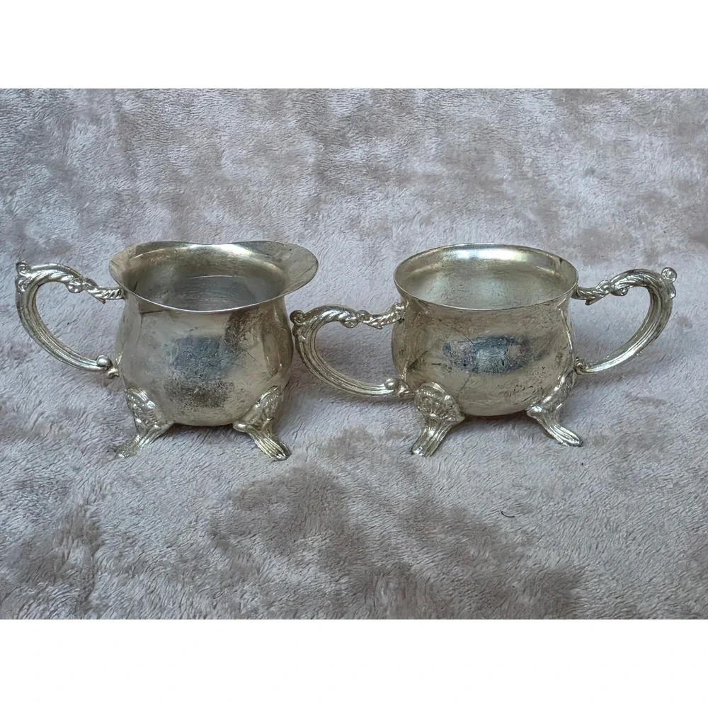 International Silver Company Silverplated Footed Creamer and Sugar Bowl Set